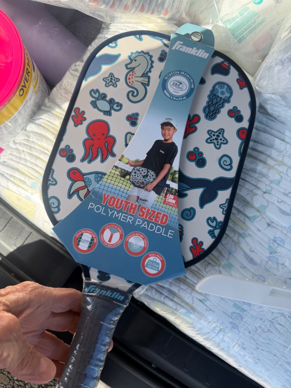 Franklin Youth-Sized Polymer Paddle - Sea Creatures Blue/Red new